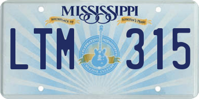 MS license plate LTM315