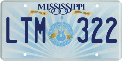 MS license plate LTM322