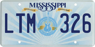 MS license plate LTM326