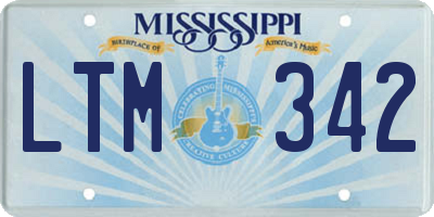 MS license plate LTM342