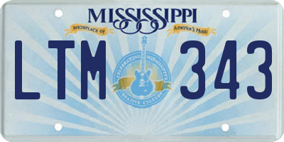 MS license plate LTM343