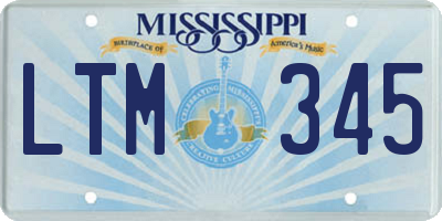 MS license plate LTM345