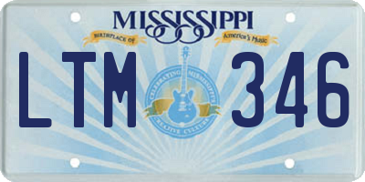 MS license plate LTM346