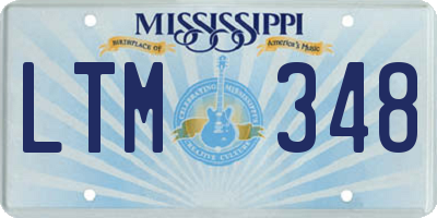 MS license plate LTM348