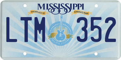 MS license plate LTM352