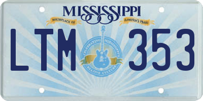 MS license plate LTM353