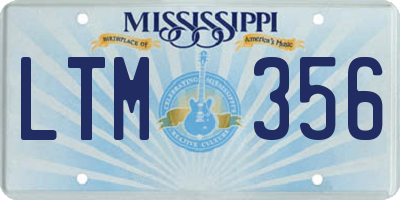 MS license plate LTM356