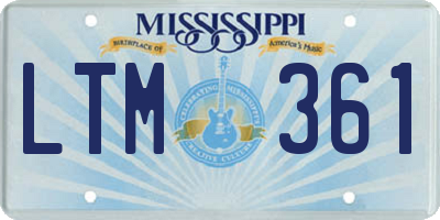 MS license plate LTM361