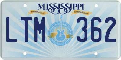 MS license plate LTM362