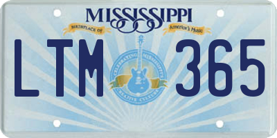 MS license plate LTM365