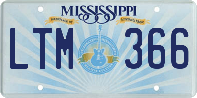 MS license plate LTM366