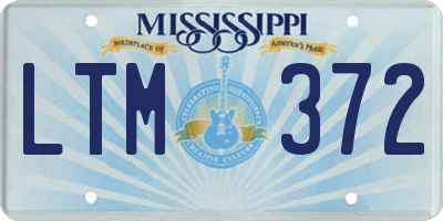 MS license plate LTM372