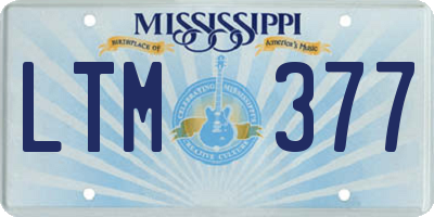 MS license plate LTM377