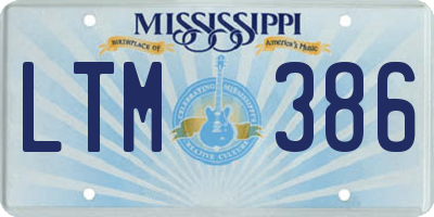 MS license plate LTM386