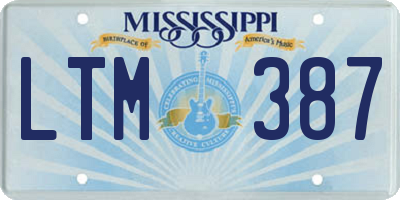 MS license plate LTM387