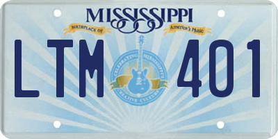 MS license plate LTM401