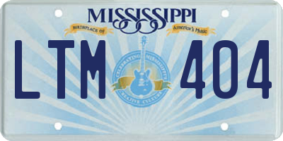 MS license plate LTM404