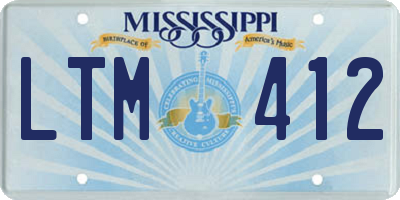MS license plate LTM412