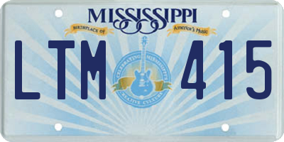 MS license plate LTM415
