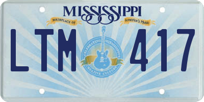 MS license plate LTM417