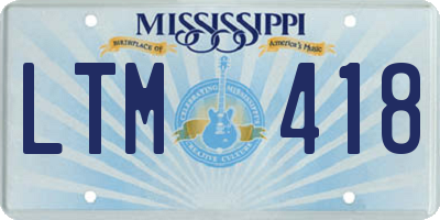 MS license plate LTM418