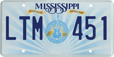 MS license plate LTM451