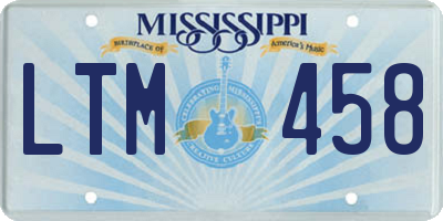 MS license plate LTM458