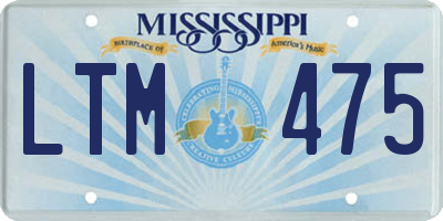 MS license plate LTM475