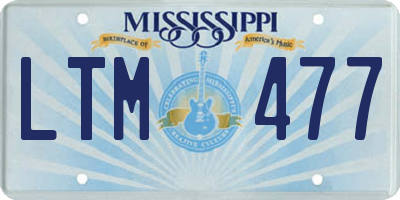 MS license plate LTM477