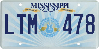 MS license plate LTM478
