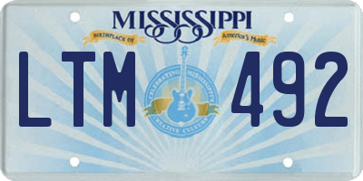 MS license plate LTM492