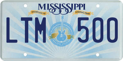 MS license plate LTM500