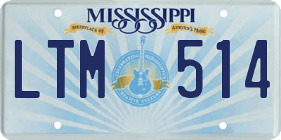 MS license plate LTM514
