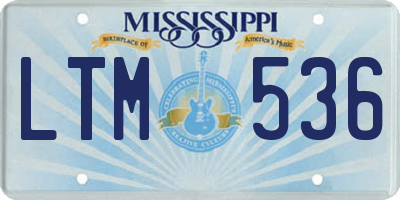 MS license plate LTM536