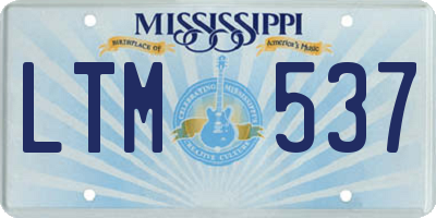 MS license plate LTM537