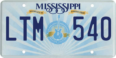 MS license plate LTM540