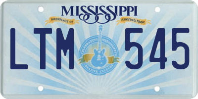 MS license plate LTM545