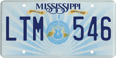 MS license plate LTM546