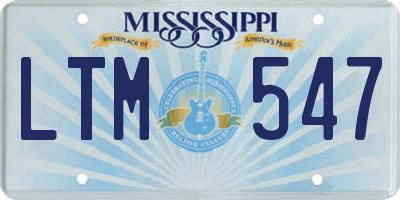 MS license plate LTM547