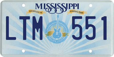 MS license plate LTM551