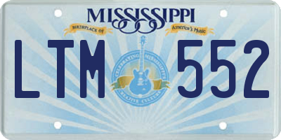 MS license plate LTM552