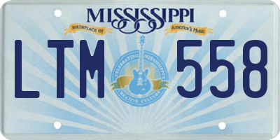 MS license plate LTM558