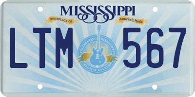 MS license plate LTM567