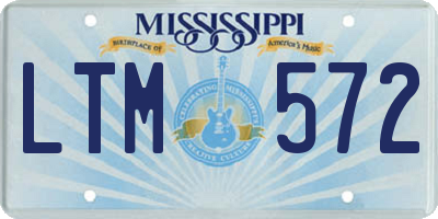 MS license plate LTM572