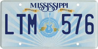 MS license plate LTM576