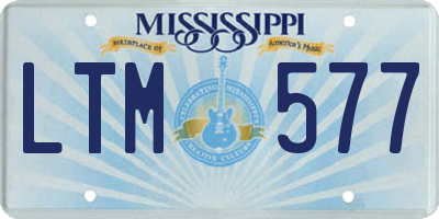 MS license plate LTM577
