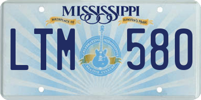 MS license plate LTM580