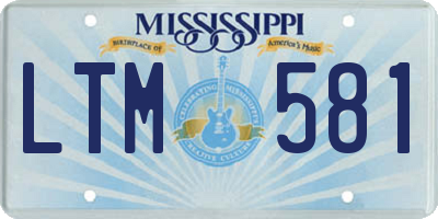 MS license plate LTM581