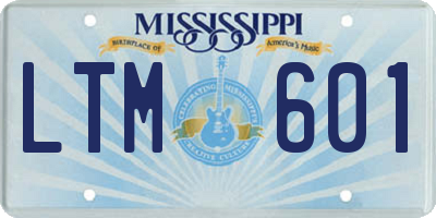 MS license plate LTM601