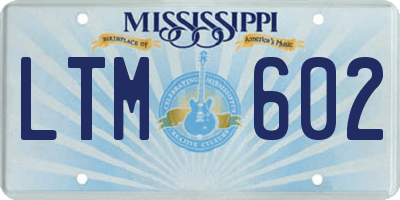 MS license plate LTM602